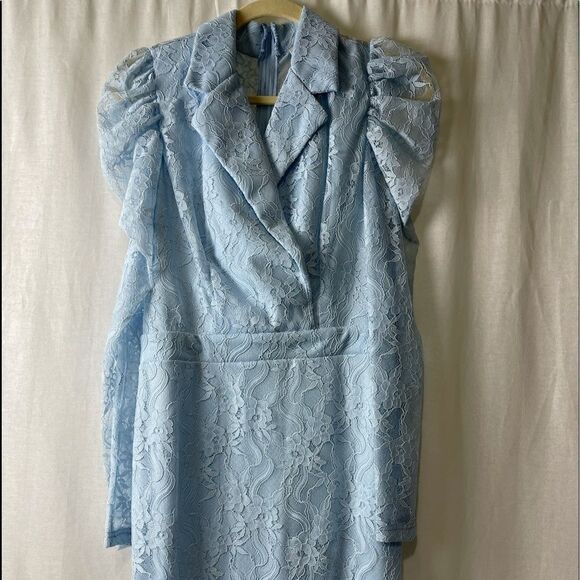 Baby Blue Floral Lace  Mini Dress - Picture 6 of 10